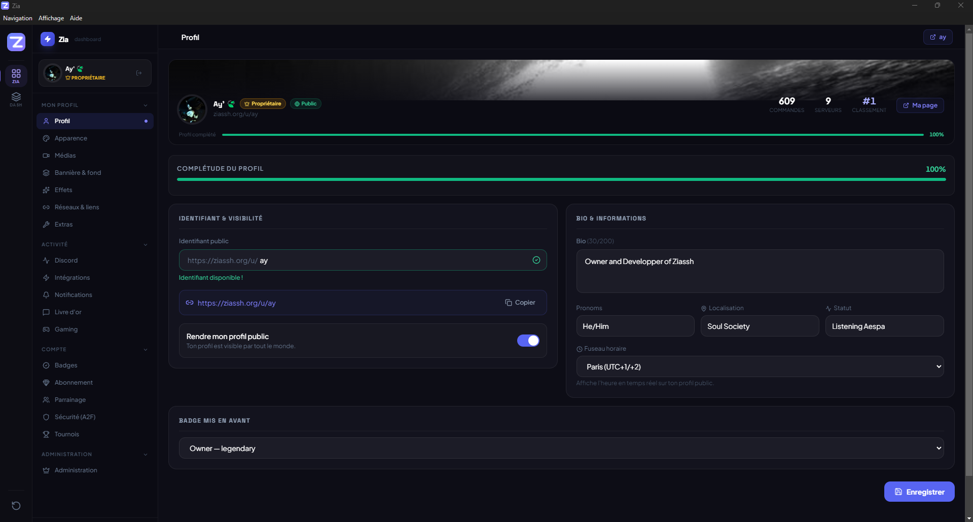 Zia App — Dashboard